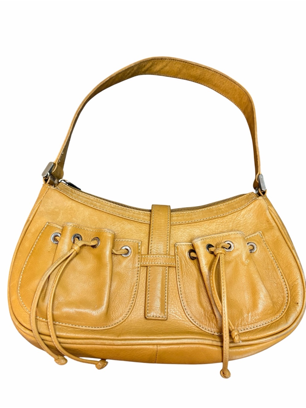 Vintage Angelo Carbotti Italy Yellow Leather Hobo Shoulder Bag